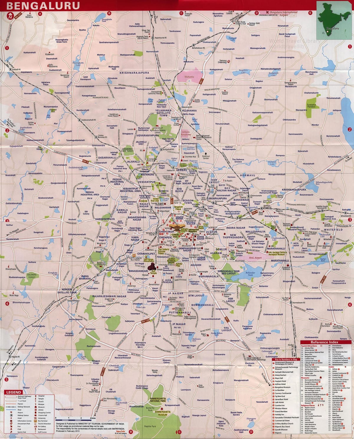 Bangalore turistických atrakcí mapě