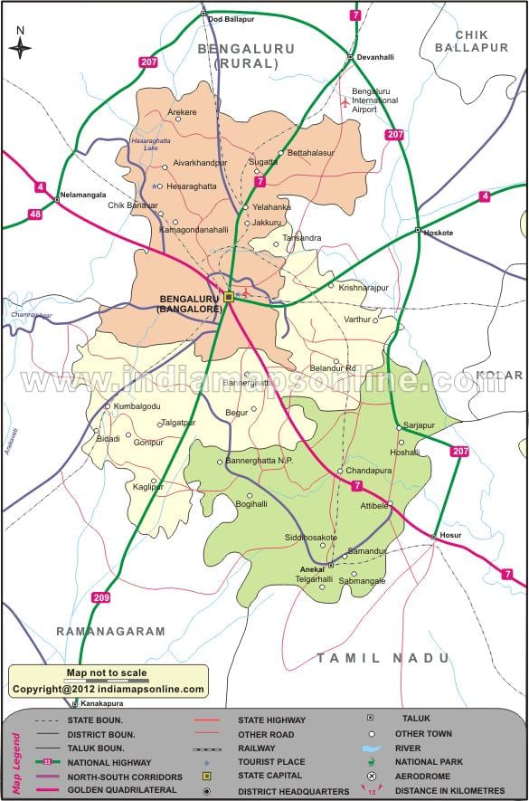 mapa Bangalore sever