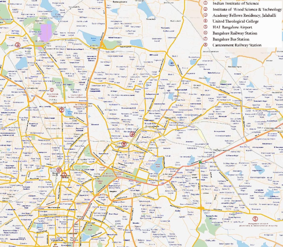 mapa trasy Bangalore