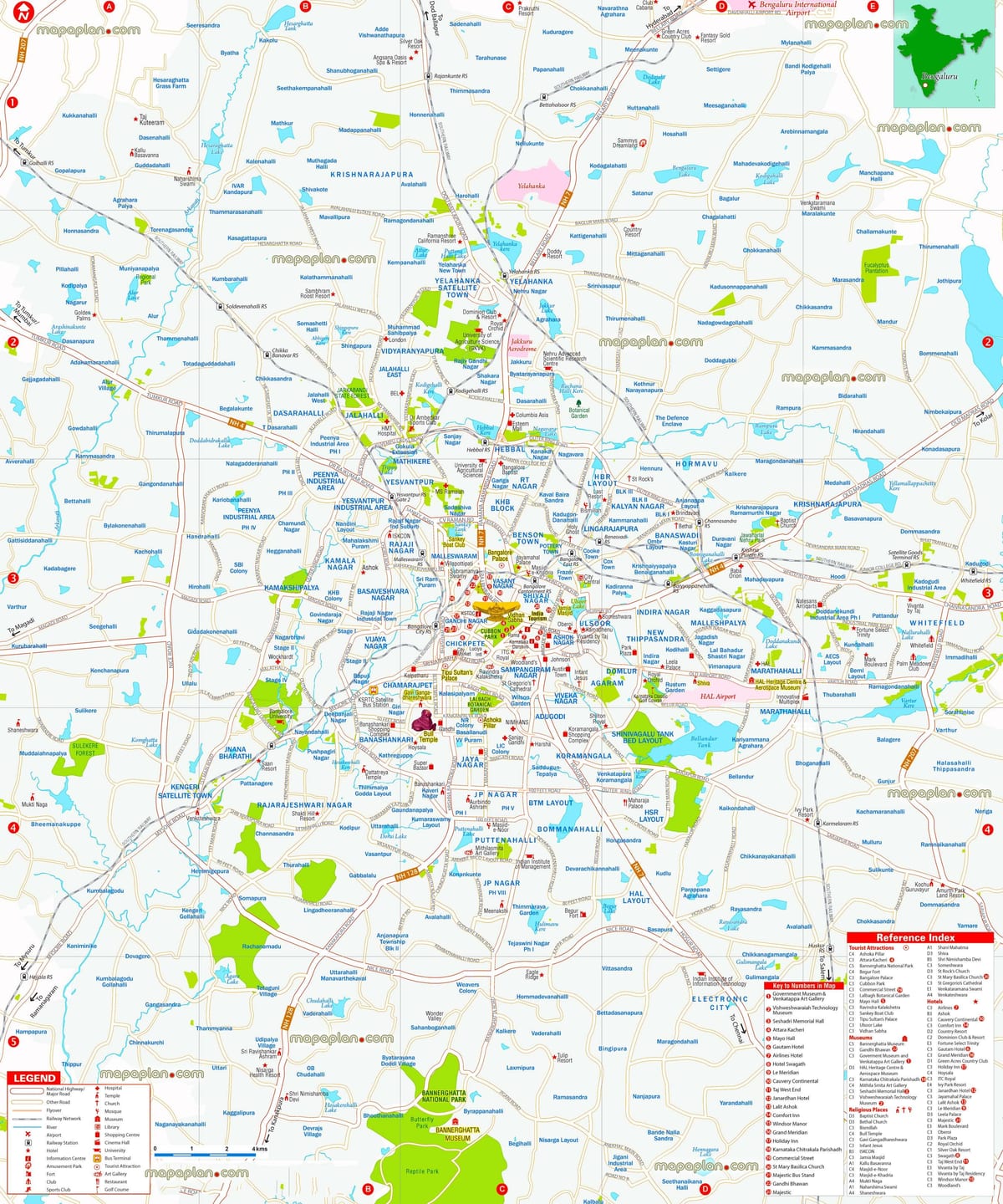 mapa Bangalore city podrobné
