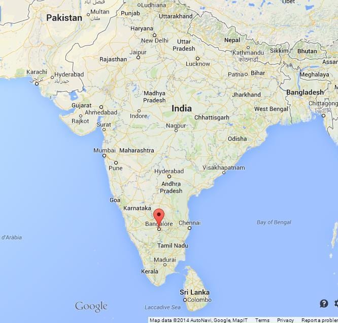 Bangalore v indii mapě