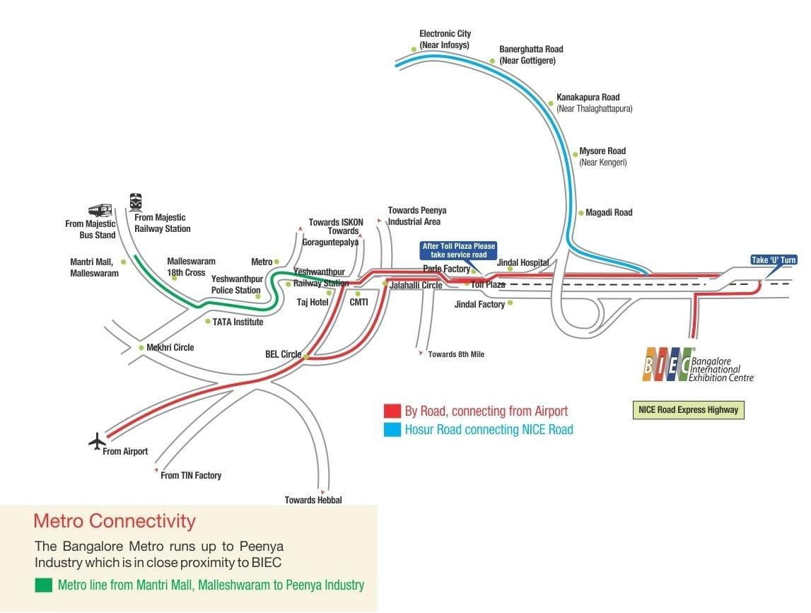 mapa Bangalore International Exhibition Centre