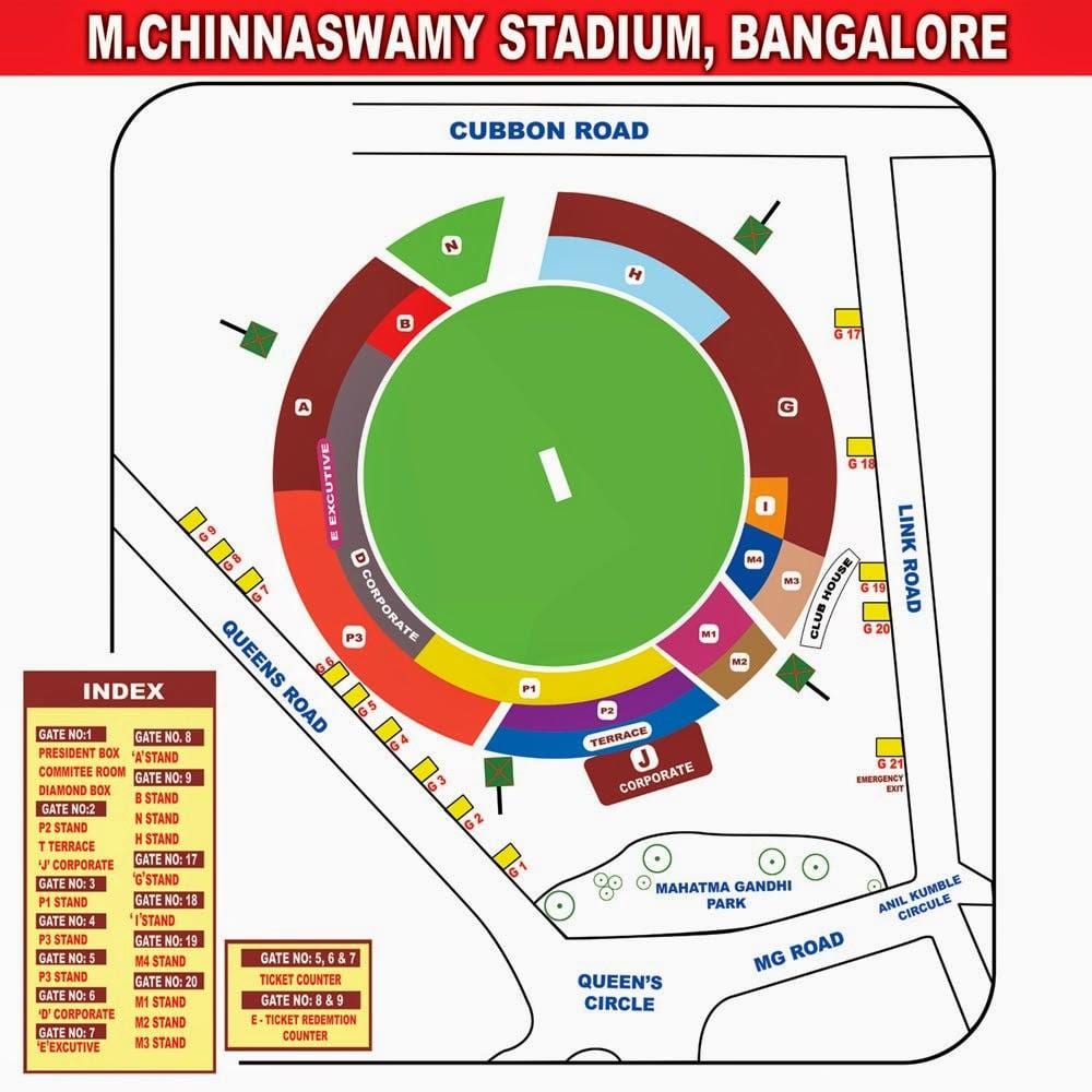 Chinnaswamy stadion sezení mapě