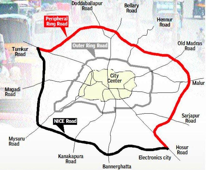 Bangalore PRR mapě