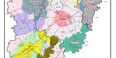Bangalore mapa s oblastí