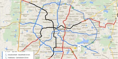 Namma metro fáze 3 mapa trasy