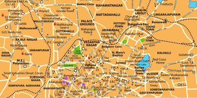 Banglore turistických míst mapě